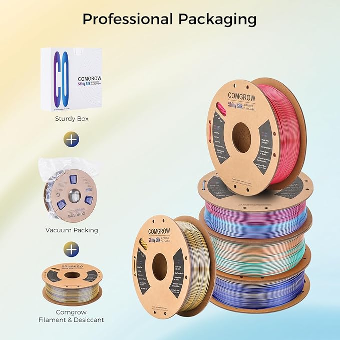 Comgrow Silk PLA 3D Printer Filament, Dual Color 2 in 1 Golden and Blue - Image 6