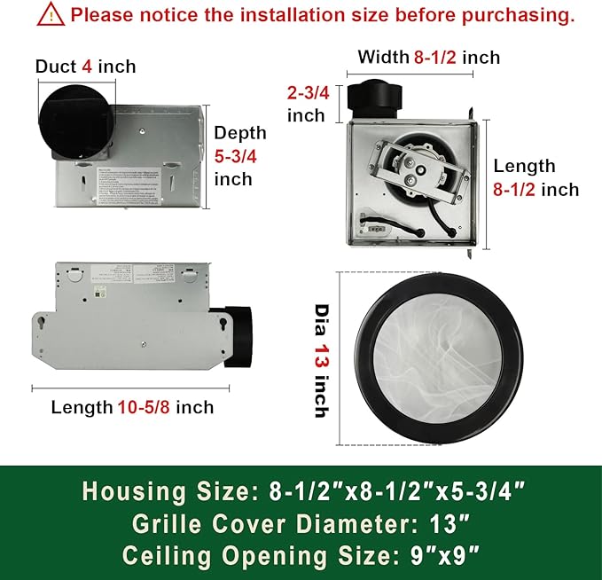 Akicon Ultra Quiet Bathroom Exhaust Fan - Image 3