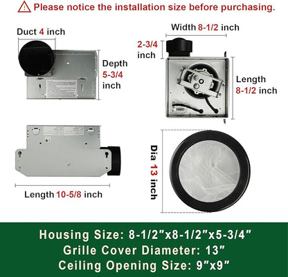 Akicon Ultra Quiet Bathroom Exhaust Fan - Image 3