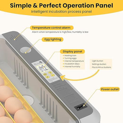 36-60 Egg Incubator with Automatic Egg Turning and Humidity Control, Adjustable - Image 2