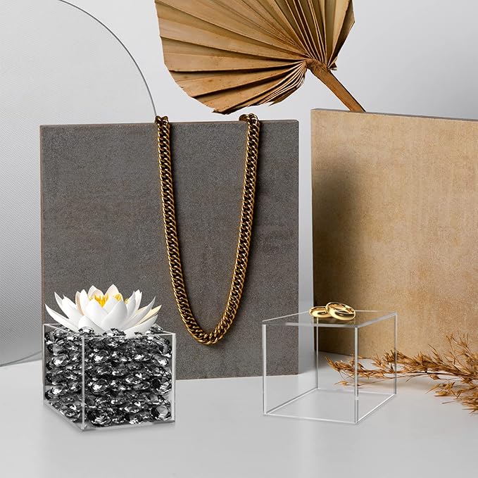 2 Pack 3" Acrylic Display Riser Box No Lid Clear Square Retail Product Riser - Image 7