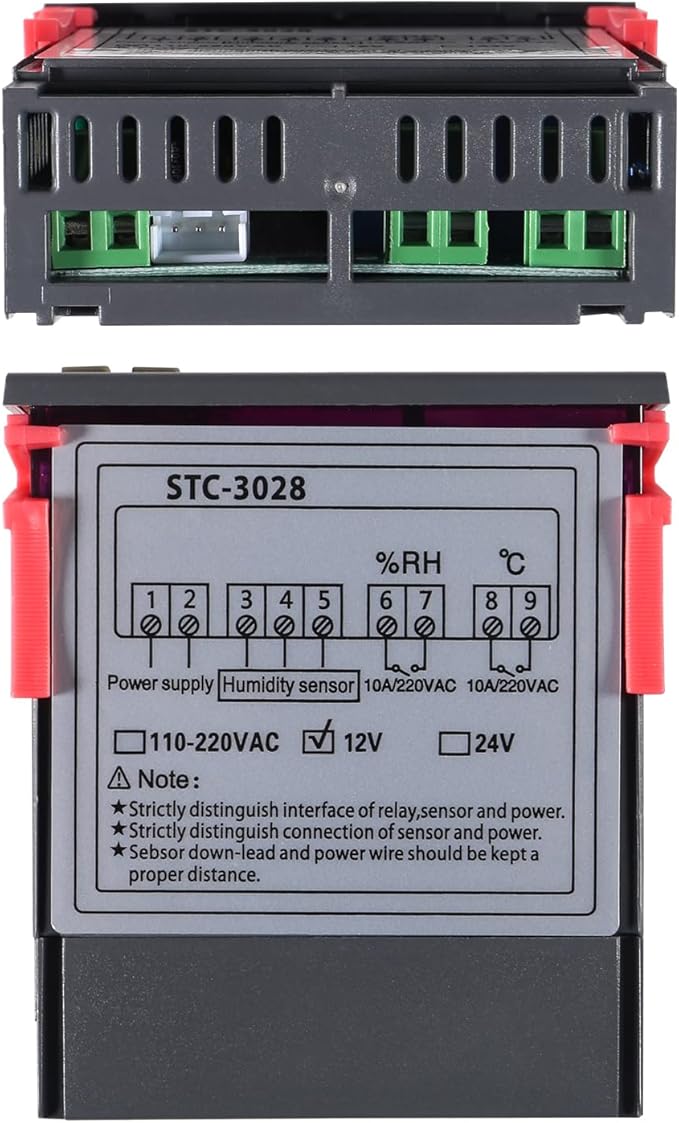 STC-3028 Temperature Controller 12V Temperature and Humidity Controller Meter - Image 5