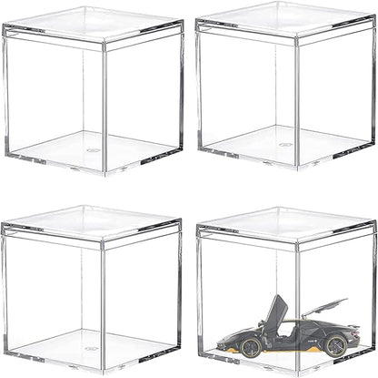 Acrylic Box with Lid 4 Pieces Clear Display Box Plastic Square Cube Wedding by LOVPLAY