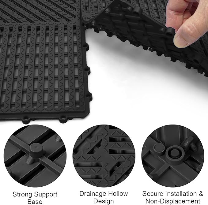 MYFAMIREA Modular Interlocking Cushion 12 Pack 11.8" x 11.8" Rubber Floor Tiles - Image 4