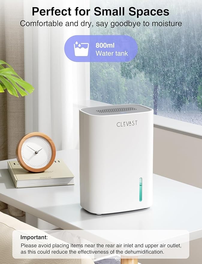 CLEVAST Small Dehumidifier for Home, 30 OZ Mini Quiet Dehumidifiers for Bedroom - Image 2