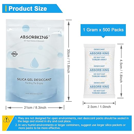 Silica Gel Packets, 1 Gram 500 Packs Moisture Absorbers - Image 3