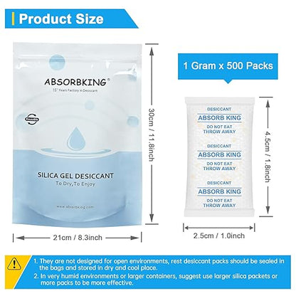 Silica Gel Packets, 1 Gram 500 Packs Moisture Absorbers - Image 3