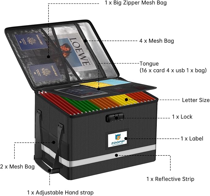 Fireproof File Box with Lock, 5200°F Document Box Storage Organizer, Suitable - Image 6