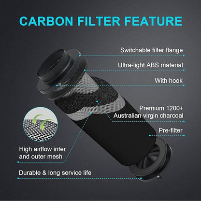 HealSmart 6 Inch Air Carbon Filter 6" Premium Australian Virgin Charcoal - Image 2