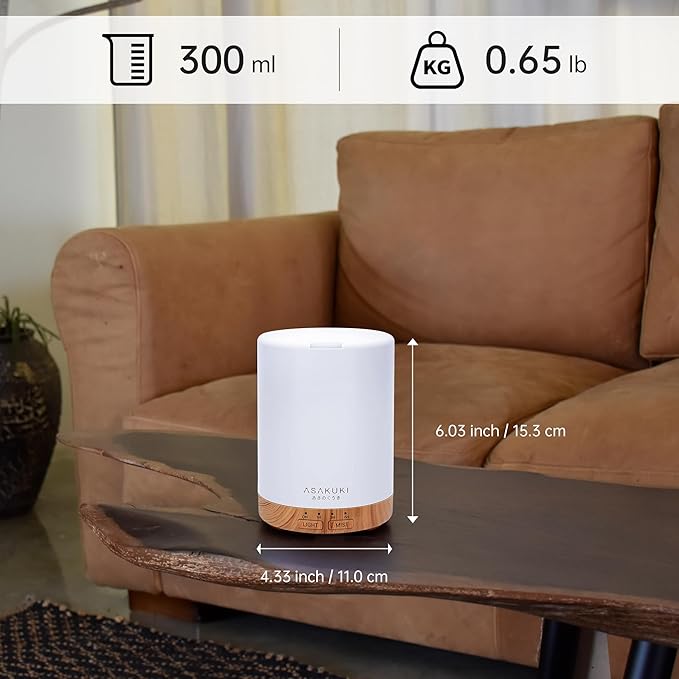 ASAKUKI 300ML Essential Oil Diffuser, Quiet 5-in-1 Premium Humidifier, - Image 8