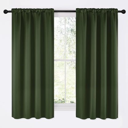NICETOWN Dark Green Blackout Cafe Satin Curtains by NICETOWN