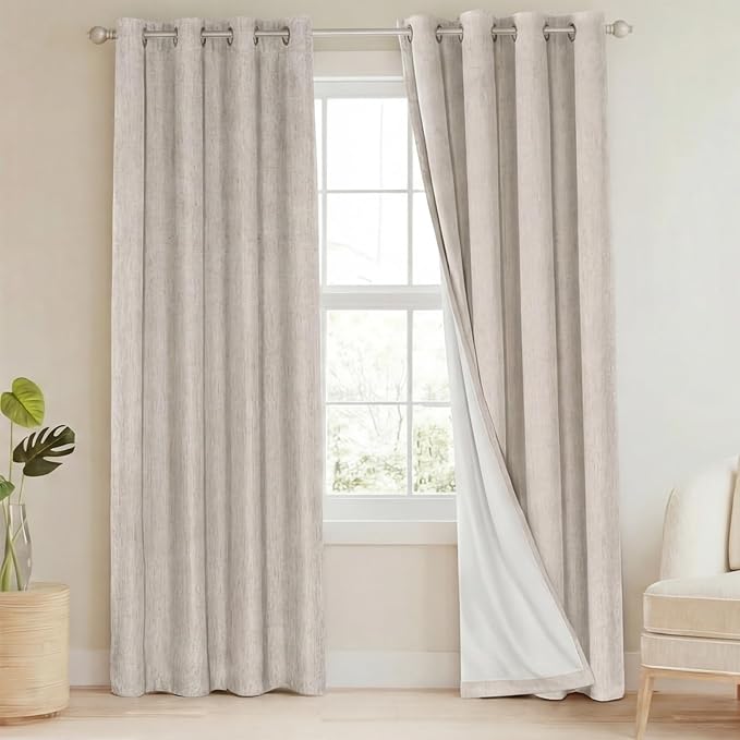 PrinceDeco Linen 100% Blackout Curtains by PrinceDeco