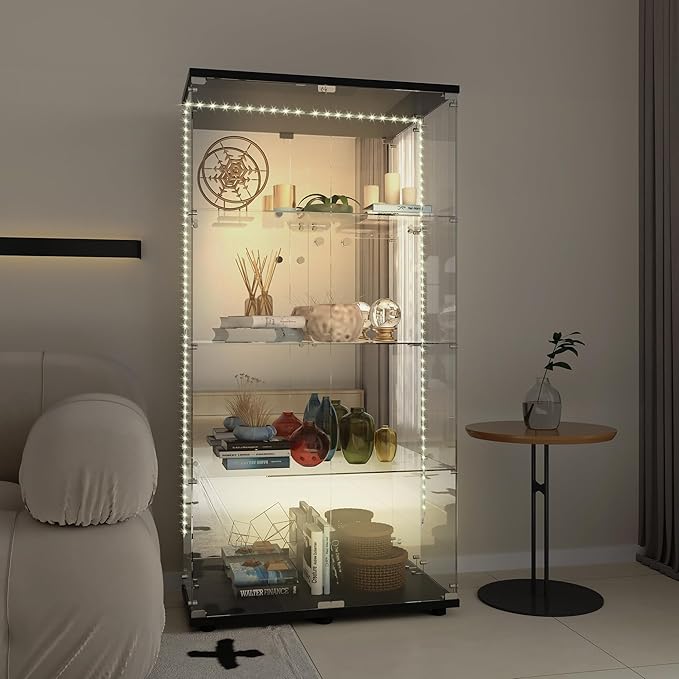 Yoluckea 4-Tier Glass Display Cabinet - Image 5