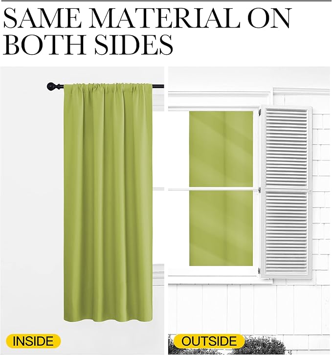 NICETOWN Blackout Curtains for Living Curtains, Fresh Green, 2 Panels, 29 by 30 - Image 5