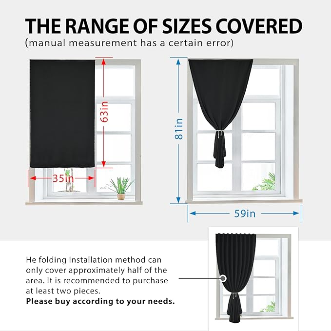 Autohesion Curtains for Windows, Bedroom Blackout Curtains for - Image 3