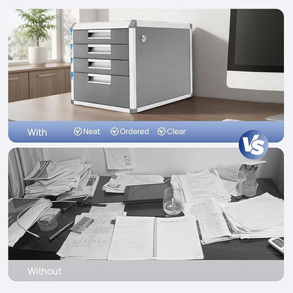 Metal Drawer Box, 4 Drawers Drawer Box luminium Alloy File Organiser, File - Image 6