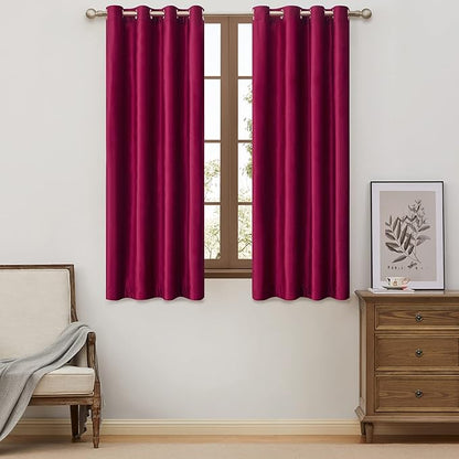 BULBUL Red Curtains 63 inch Length- Living Room Red Velvet Blackout Window by ModernShinyVelvetCurtains