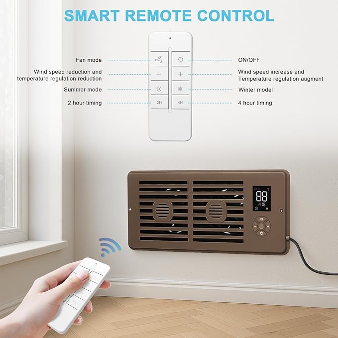 Register Booster Fan for 4" x 12" Vents Only, 10 Speeds to Control Cool and - Image 4