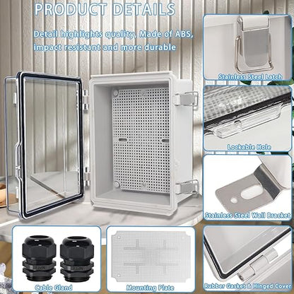 Zulkit Junction Box IP67 Waterproof Electrical Box Hinged Clear Cover Stainless - Image 4