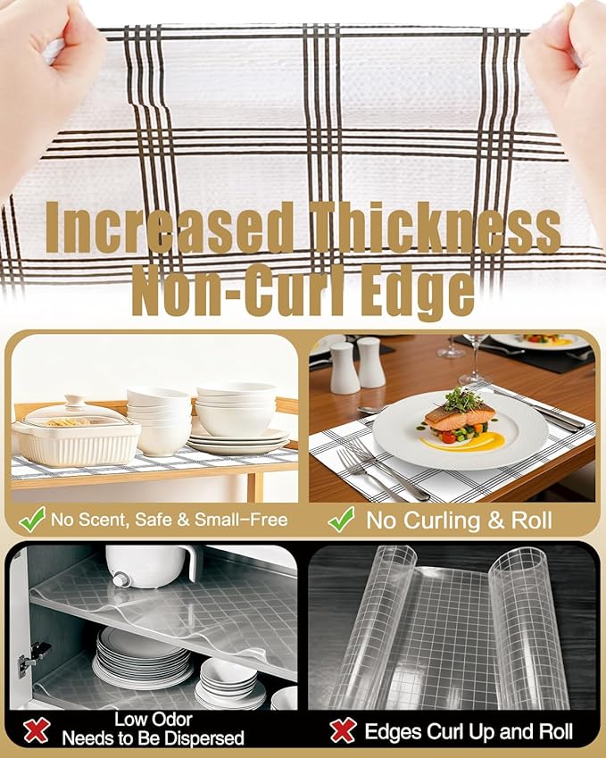 Shelf Liners for Kitchen Cabinets Non-Adhesive, Non-Slip Thickened Shelf Paper - Image 4