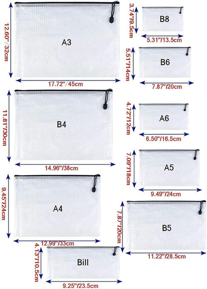 Oaimyy-A6, Mesh Zipper Pouch Document Folders Bag Plastic Zip File Folders - Image 3