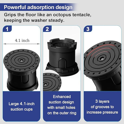4Pcs Anti Vibration Pads for Washing Machine, Adjustable Height Stops Washer - Image 4
