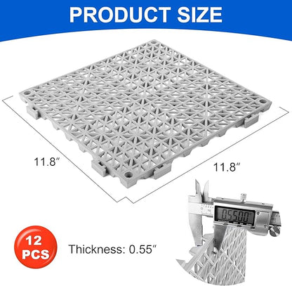 MYFAMIREA Modular Interlocking Cushion 12 Pack 11.8" x 11.8" Rubber Floor Tiles - Image 2