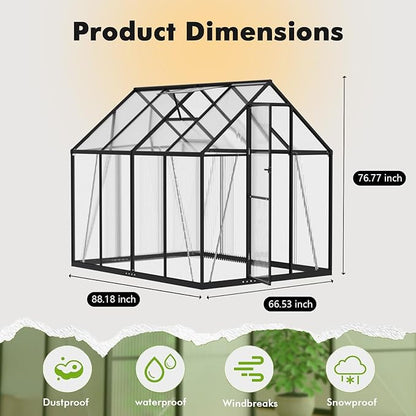 6×7.5FT Greenhouse for Outdoors, Walk-in Greenhouse and Winter Garden Planting - Image 3