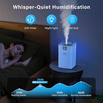JRD 4L Humidifiers for Bedroom, Cool Mist Humidifier for Large Room, 40H Runtime - Image 4