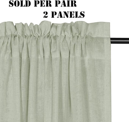 H.VERSAILTEX Sage Linen Curtains 108 Inches Long - Image 2