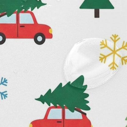 Tree Car Christmas White Shower Curtain Liner 72×72 inch - Image 4