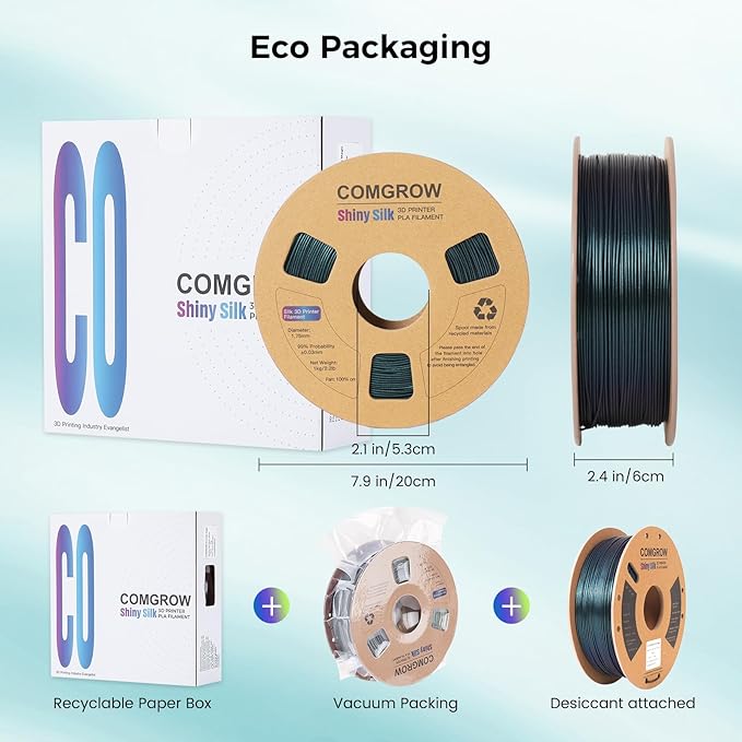 Comgrow 3D Printer Filament, Silk PLA Filament 1.75mm Burnt Titanium 1KG - Image 4