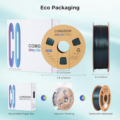 Comgrow 3D Printer Filament, Silk PLA Filament 1.75mm Burnt Titanium 1KG - Image 4