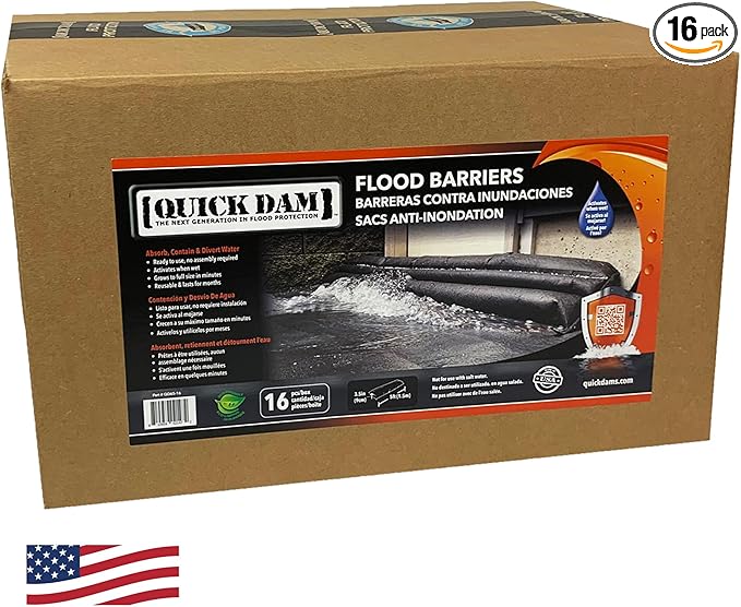 Quick Dam Water Activated 5ft Flood Barrier, Reusable Water Absorbers by QuickDam
