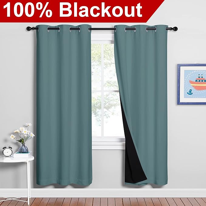 NICETOWN 100% Blackout Window Curtain Panels, Full Light Blocking Drapes - Image 2