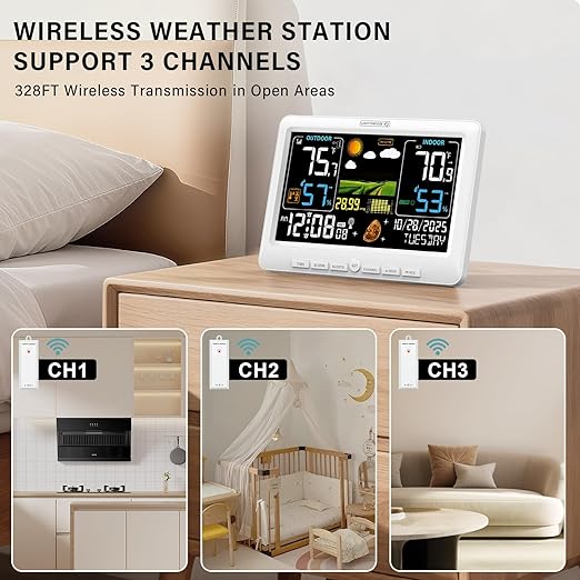 BluSon Weather Station Wireless Indoor Outdoor Thermometer, Color Display - Image 4