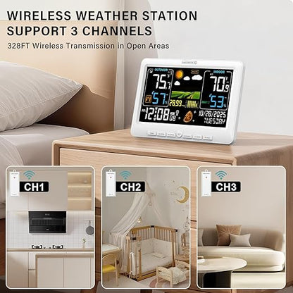 BluSon Weather Station Wireless Indoor Outdoor Thermometer, Color Display - Image 4