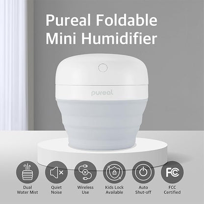 Pureal Foldable Mini Humidifier, 500ML Portable Small Cool Mist - Image 2