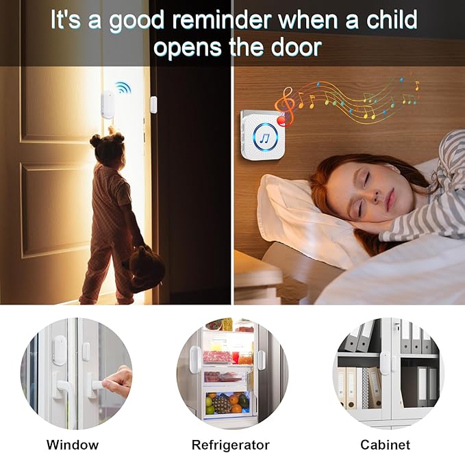 SanJie Door Chime, Door Open Contact Sensor Alarm - Image 3