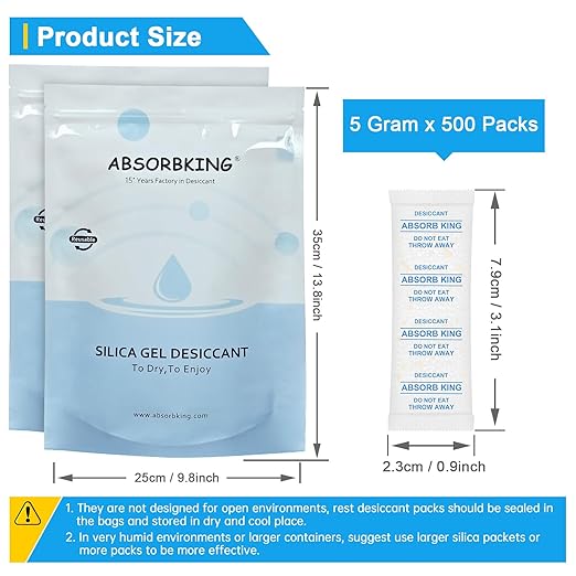 Silica Gel Packets – 500 Packs 5 Gram Moisture Absorbers Food Grade Silica - Image 2