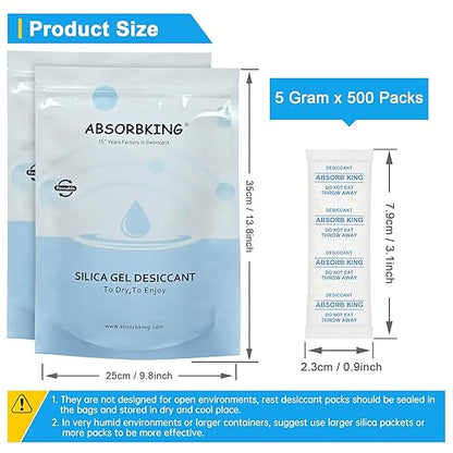 Silica Gel Packets – 500 Packs 5 Gram Moisture Absorbers Food Grade Silica - Image 2