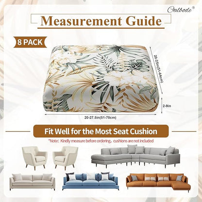 8Pcs Stretch Patio Cushion Cover, Tropical Floral and Leaf Pattern Sofa Covers - Image 2