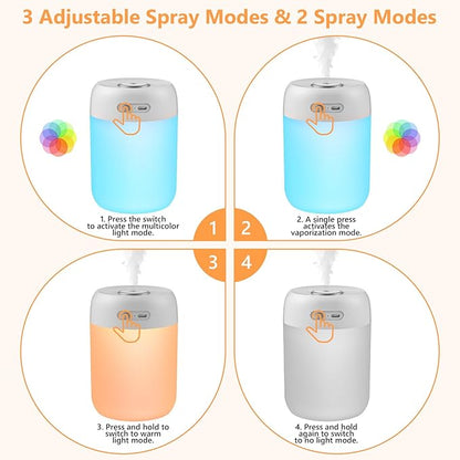 Portable Small Humidifier, 650ml Colorful Mini Humidifier - Image 5