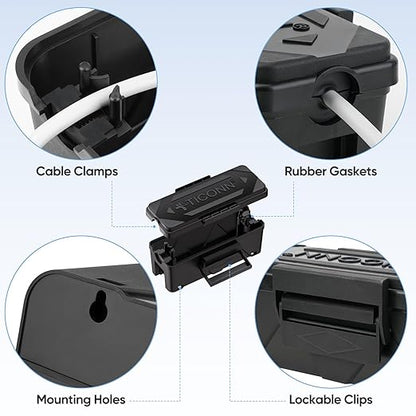 TICONN Outdoor Electrical Box, IP54 Splash-Proof Outdoor Extension Cord Cover - Image 4