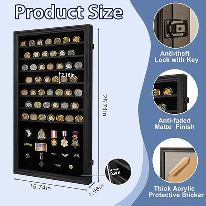 Jinchuan Military Challenge Coin Display Case Lockable Cabinet Holder Shadow Box - Image 2
