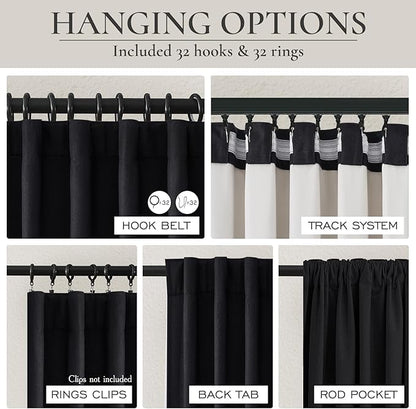 Long Black Curtains for Living Room Black Out Drapes for Bedroom, Lush Decor - Image 4