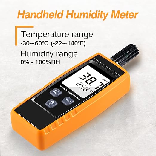 Handheld Humidity Meter, Digital Hygrometer Thermometer 0~100% RH/ -30~60°C LCD - Image 2