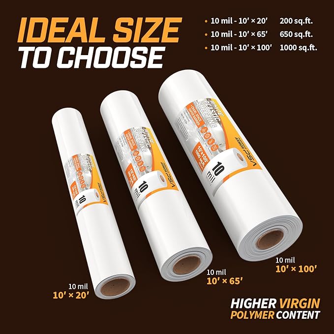 Crawl Space Vapor Barrier, 10mil Film, Heavy Duty Polyethylene Film, Drop Cloth - Image 5