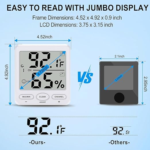 Urageuxy Indoor Outdoor Thermometer Wireless Digital Hygrometer Temperature and - Image 2