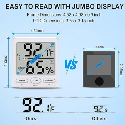 Urageuxy Indoor Outdoor Thermometer Wireless Digital Hygrometer Temperature and - Image 2